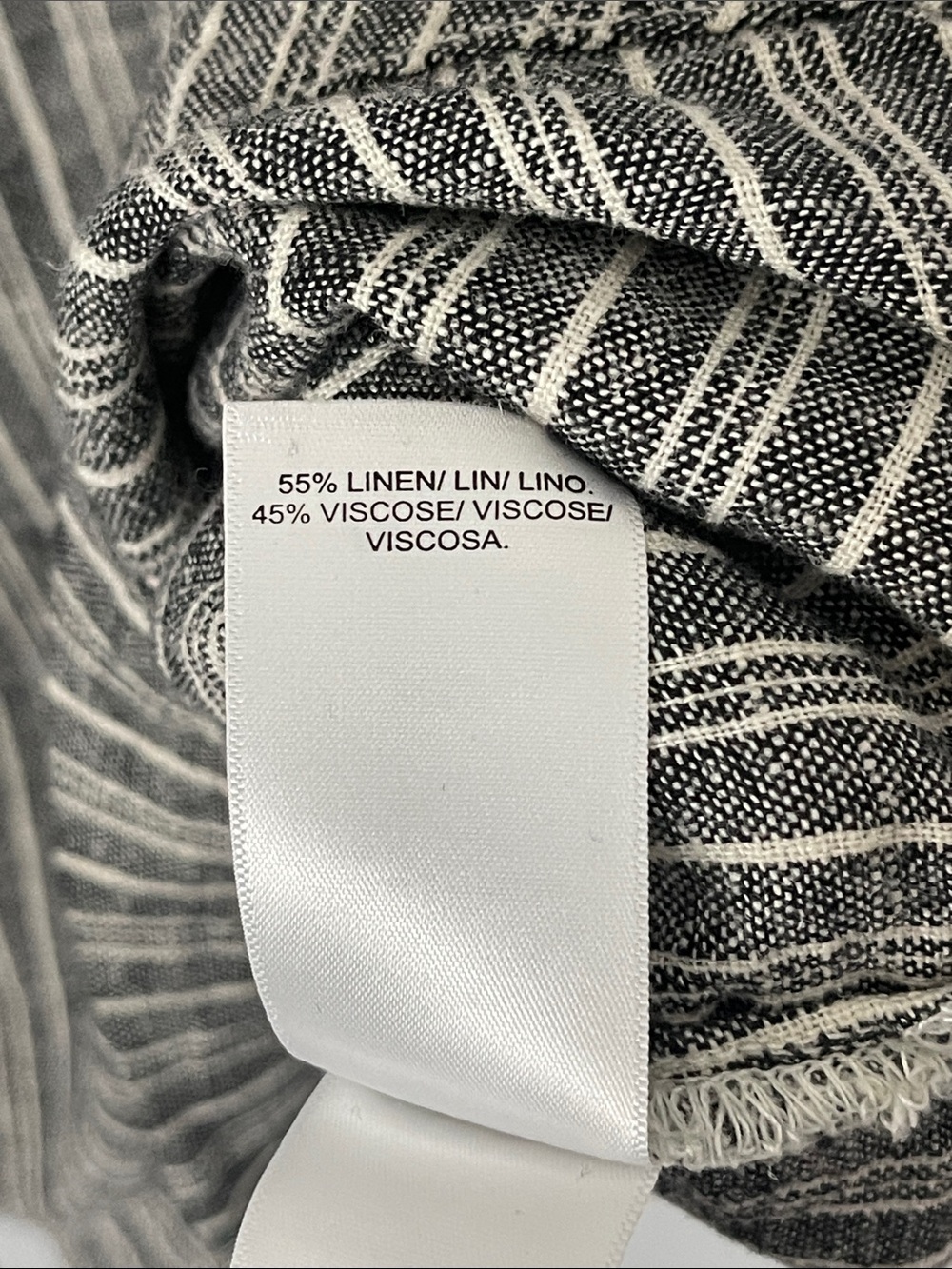 Lucky Brand Women's 3X Linen Blend Charcoal Gray Ivory Striped Button Down - Picture 2 of 5